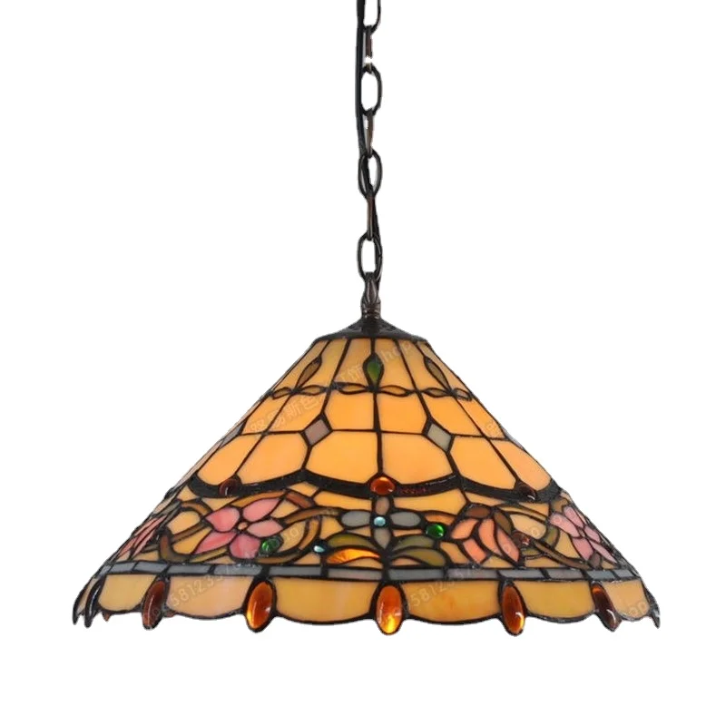 

15inch European-style retro art glass chandelier Tiffanylamp lighting retro restaurant kitchen stores hotels lighting hanglampen