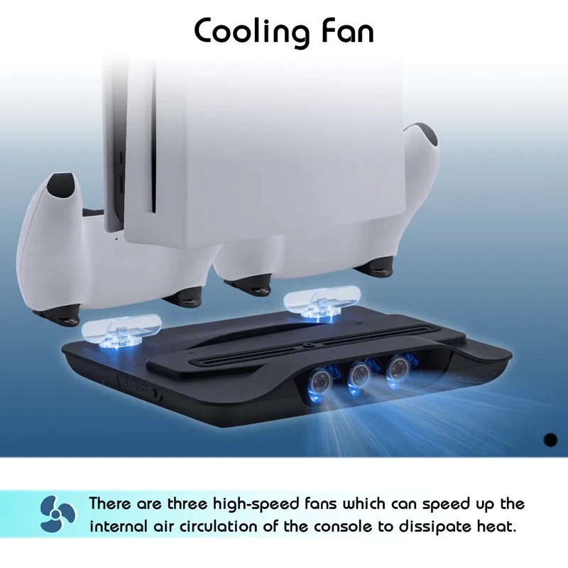 

New Charging Stand With Cooling Fan For PS5 Storage Cooler Vertical Base Holder For PS5 Edition Multi-function Cooling Base