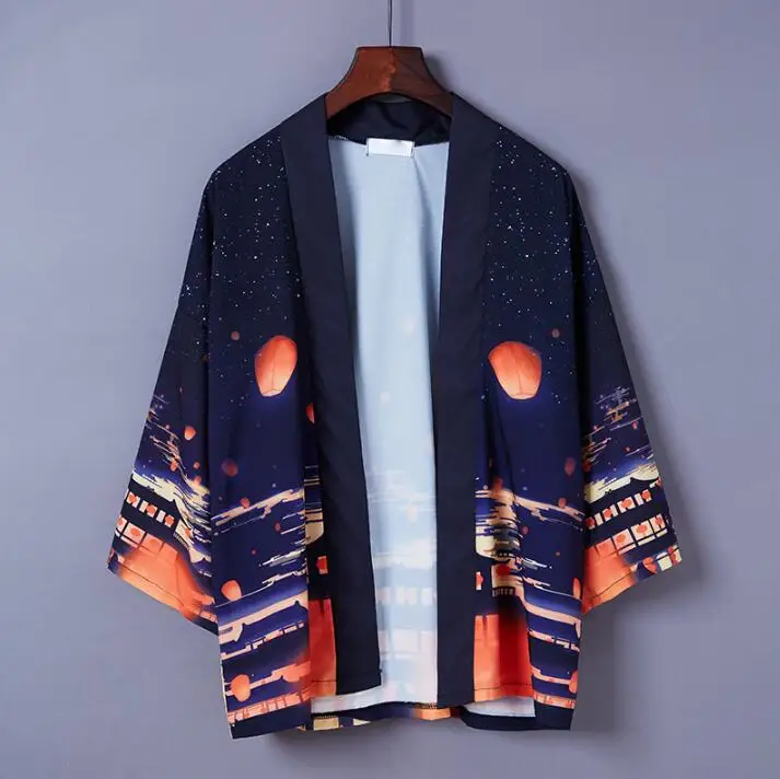 Printing Couple Coat Kimono Spring Autumn Cloak Three Quarter Sleeve Cardigan Yukata Woman Man Loose Thin Outer Garment | Тематическая