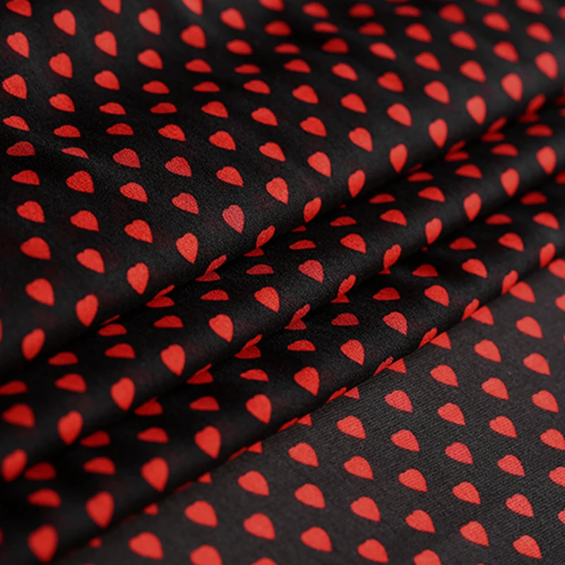 150 см в ширину 160 г/м с принтом виде красного сердца полиэстер шифон ткань для