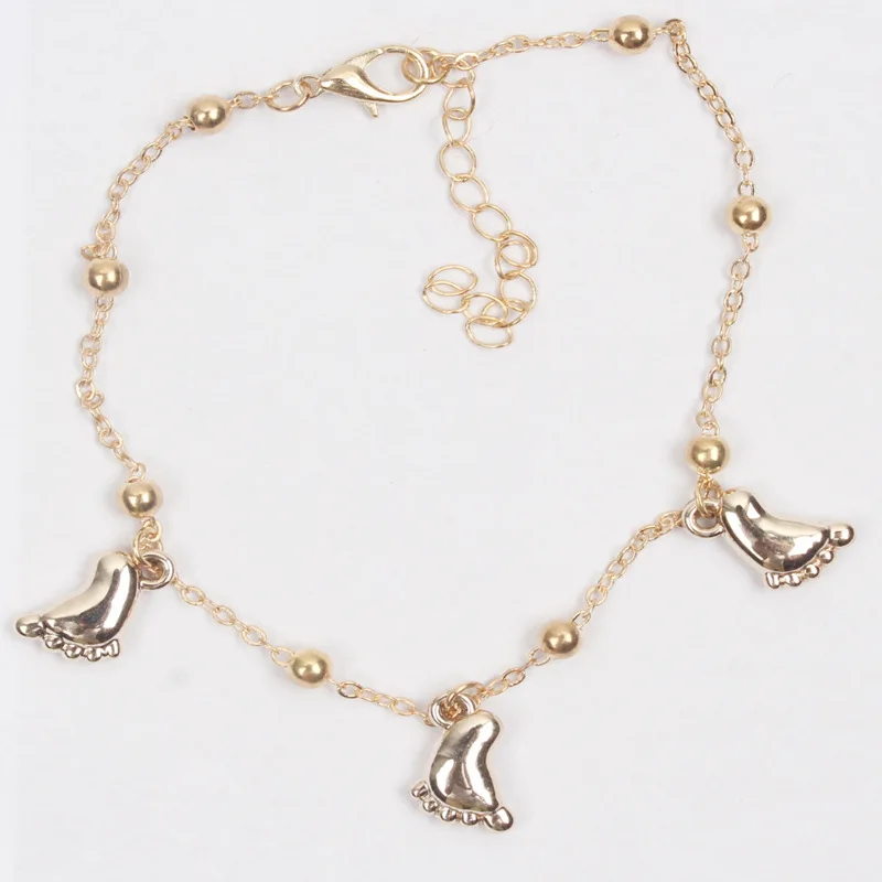 

Cute Fashion Exquisite Small Feet Pendant Bracelet Retro Gold Silver Adjustable Chain Charm Bracelets for Women