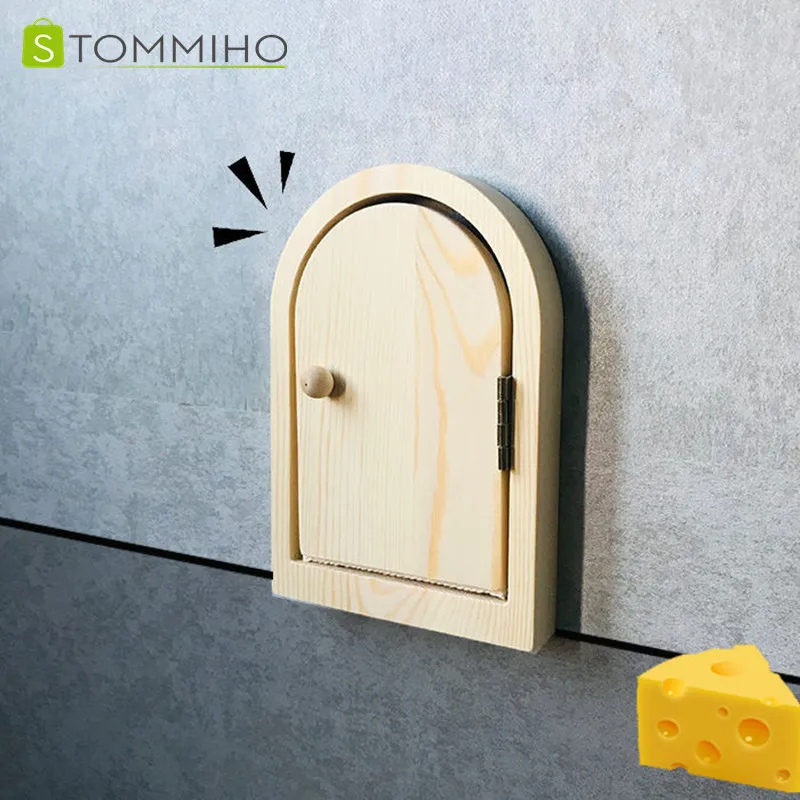 Holz Schalter Buchse Schutz Abdeckung Aufkleber Mini Tür Form Wand Loch Verstecken Abdeckung Home Wand Decor