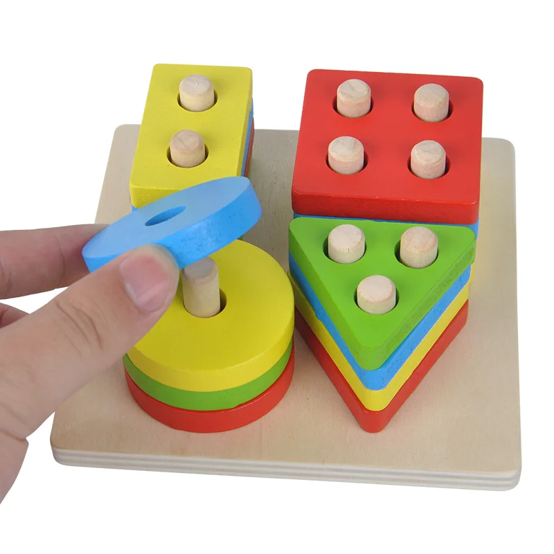 

Baby Brain Development Toys Montessori Match Toy Geometric Sorting Board Wooden Blocks Kids Educational Toy