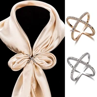 multifunctional scarf buckle ring alloy crystal women high grade cross hollow scarves buckle fashion scarf ring holder clip