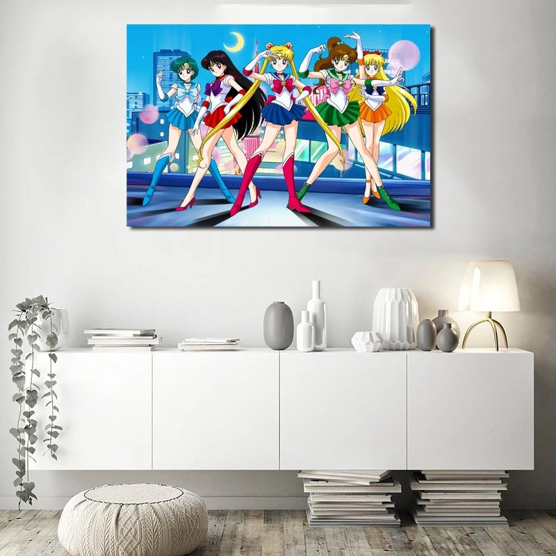 Плакаты на холсте Sailors Moonor с аниме девушкой декоративные картины маслом