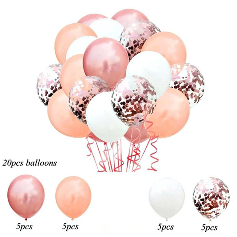 

20/30pcs Set 12 Inch Silver Confetti Balloon Happy Birthday Wedding Party Decor Rose Gold Pearl White Balls Baby Shower Supplies