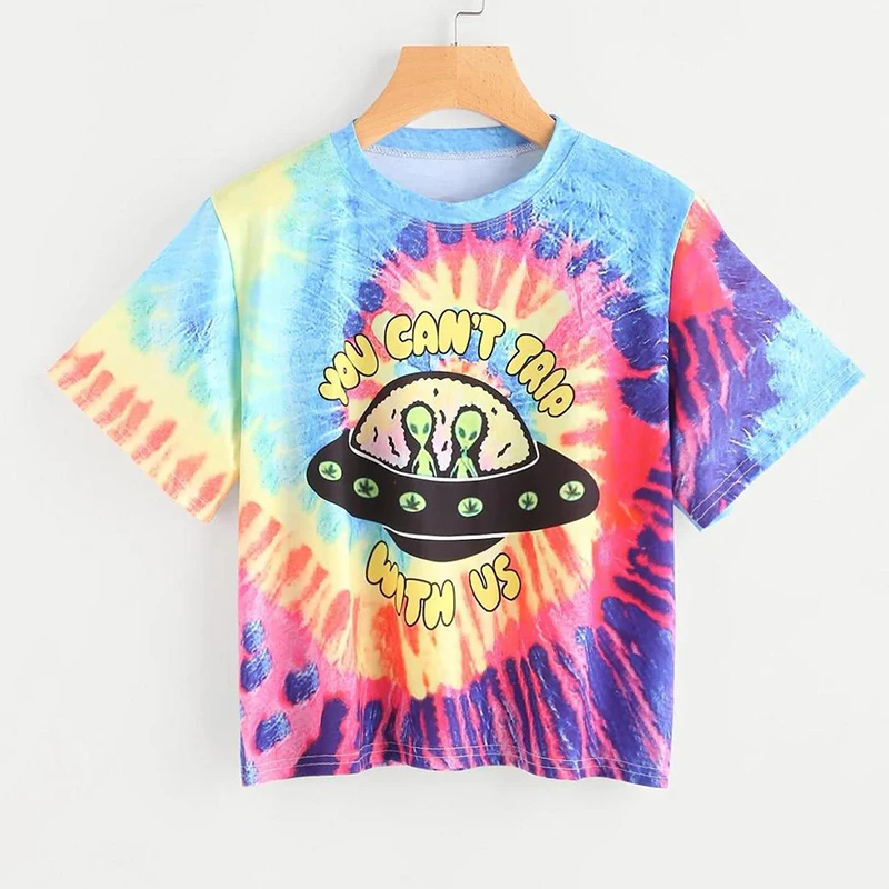 Женская футболка с принтом тай-дай Готическая в стиле Харадзюку уличная одежда