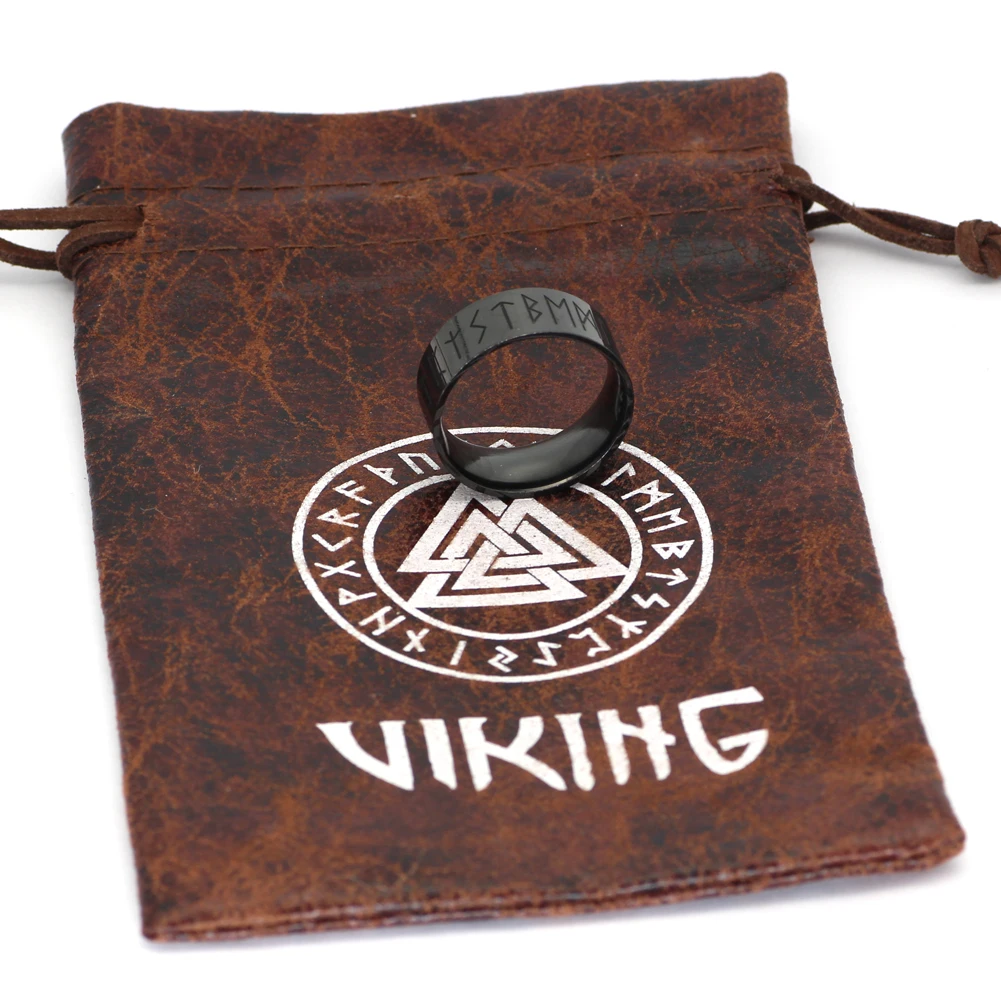 Viking Rune Ring Stainless steel with Valknut Gift Bag | Украшения и аксессуары
