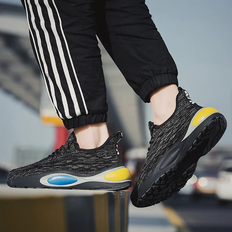 Спортивная Трикотажная обувь для бега мужские кроссовки цвет белый оригинальные