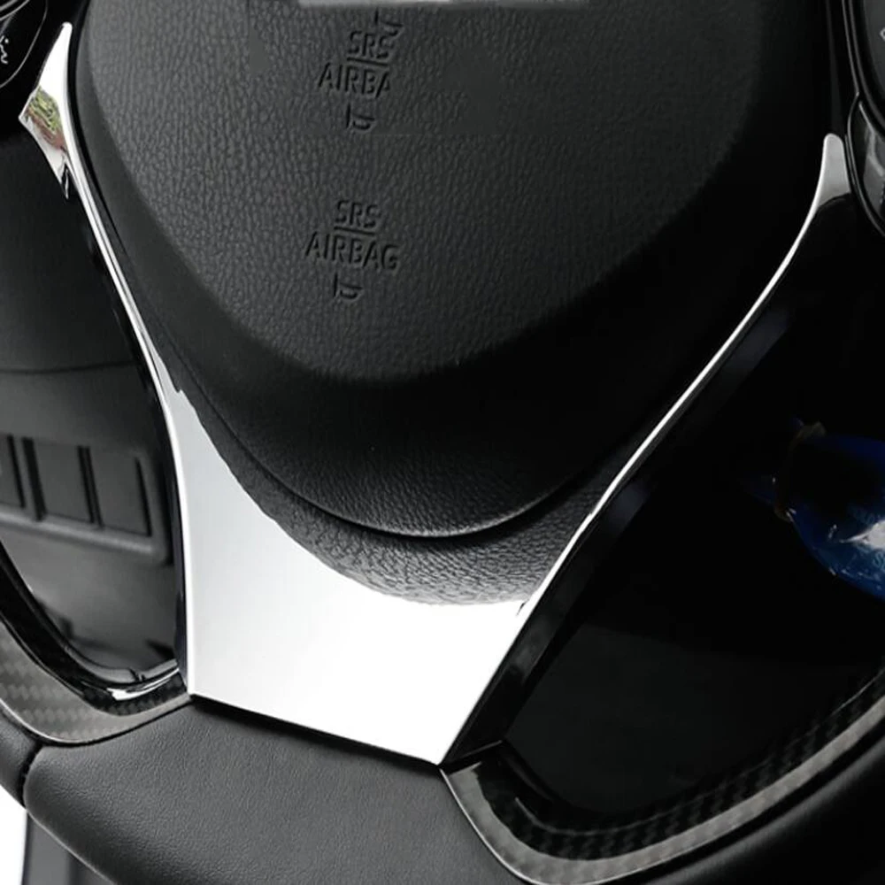 

For Toyota CHR C-HR 2020 2017 2018 2019 Carbon Fiber Car Steering Wheel Decoration Cover Trim Frame Sticker Interior Accessories