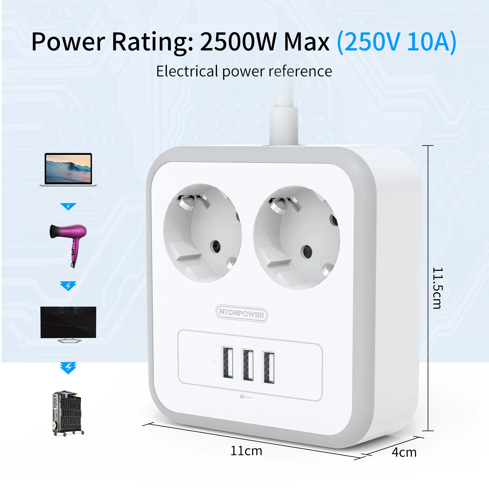 NTON силовая настенная usb лента умная вилка Удлинительный кабель с портами сетевой