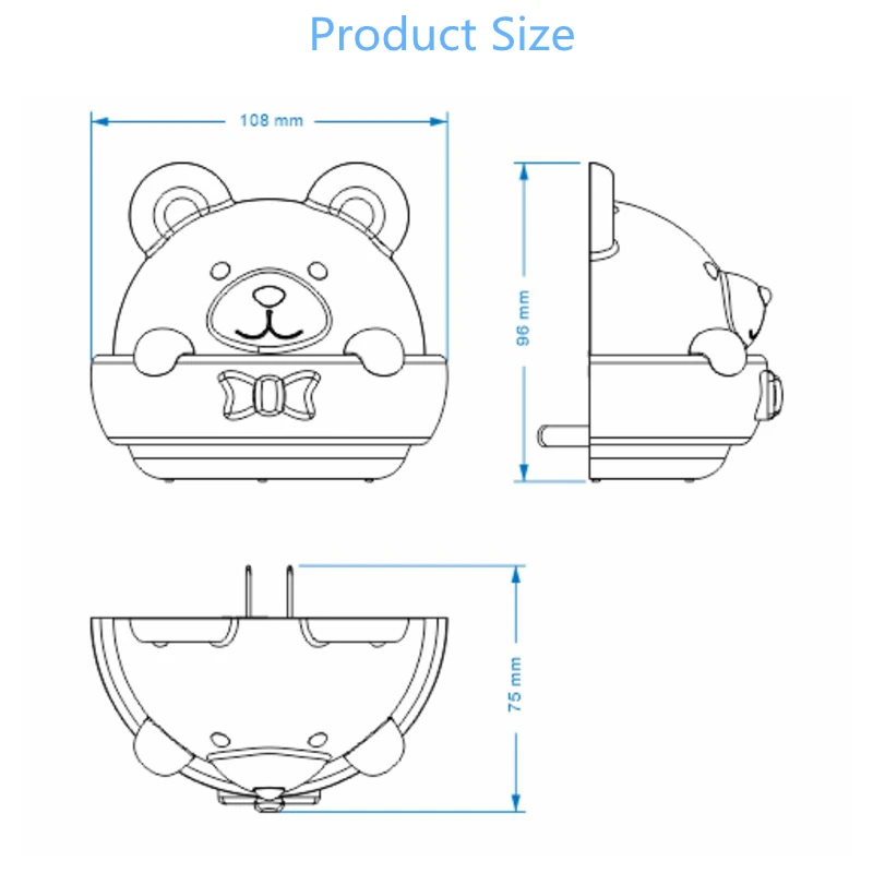 

Creative Bear LED Night Light Rechargeable Plug-in Remote Control Bedroom Bedside Eye Protection Wall Lamp Birthday Gift