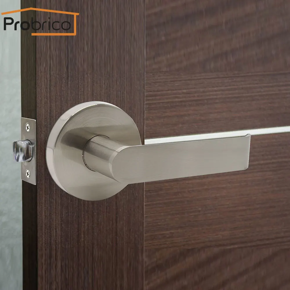 

Probrico Round Panel Door Handles for Interior doors Front Back door Lever locks with adjustable latch Keyless passage door lock