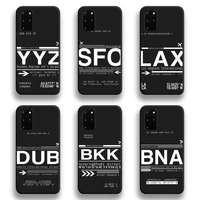 world city travel airport call letters phone case for samsung galaxy s20 fe plus ultra s6 s7 edge s8 s9 plus s10 5g lite 2020
