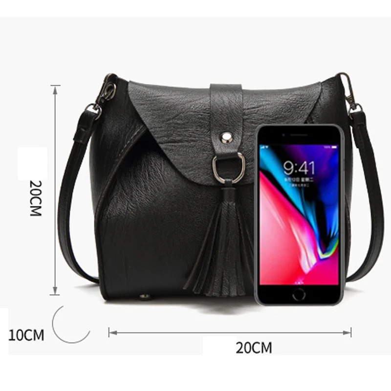 Лидер продаж кожаная женская сумка мессенджер повседневная через плечо черная с