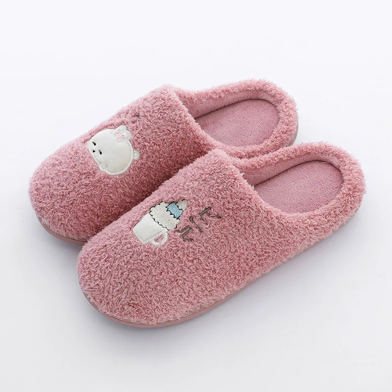 

New Winter Women's Slipper Cartoon Style Soft Plush Lovers Home Cotton Slide Fashion Lovely House Slippers With Fur Warm Slipper