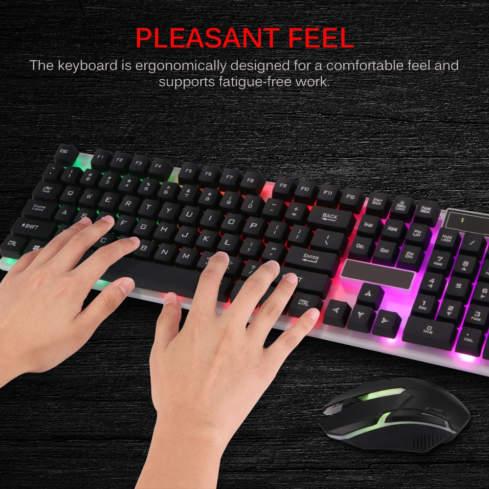 2 4g wired gamer keyboard 2400dpi illuminated keyboard mouse set with led backlight silent gaming mouse set for pc laptop free global shipping