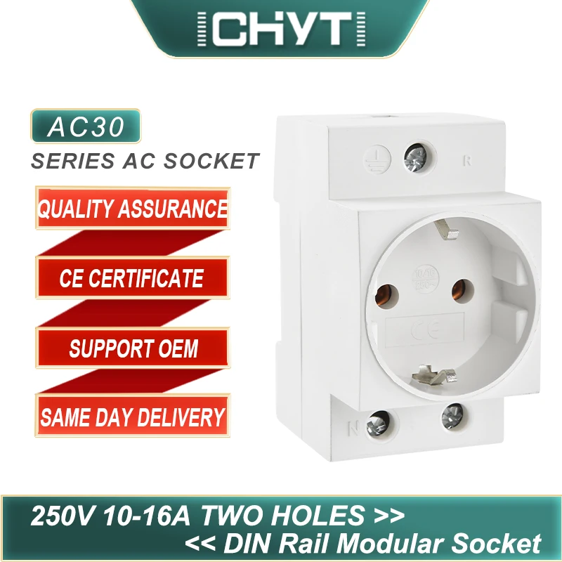 CHYT AC30 EU и AU Тип 35 мм Din рейка крепление AC 250V 10A-16A 2/3/ Pin Разъем модульный разъем |