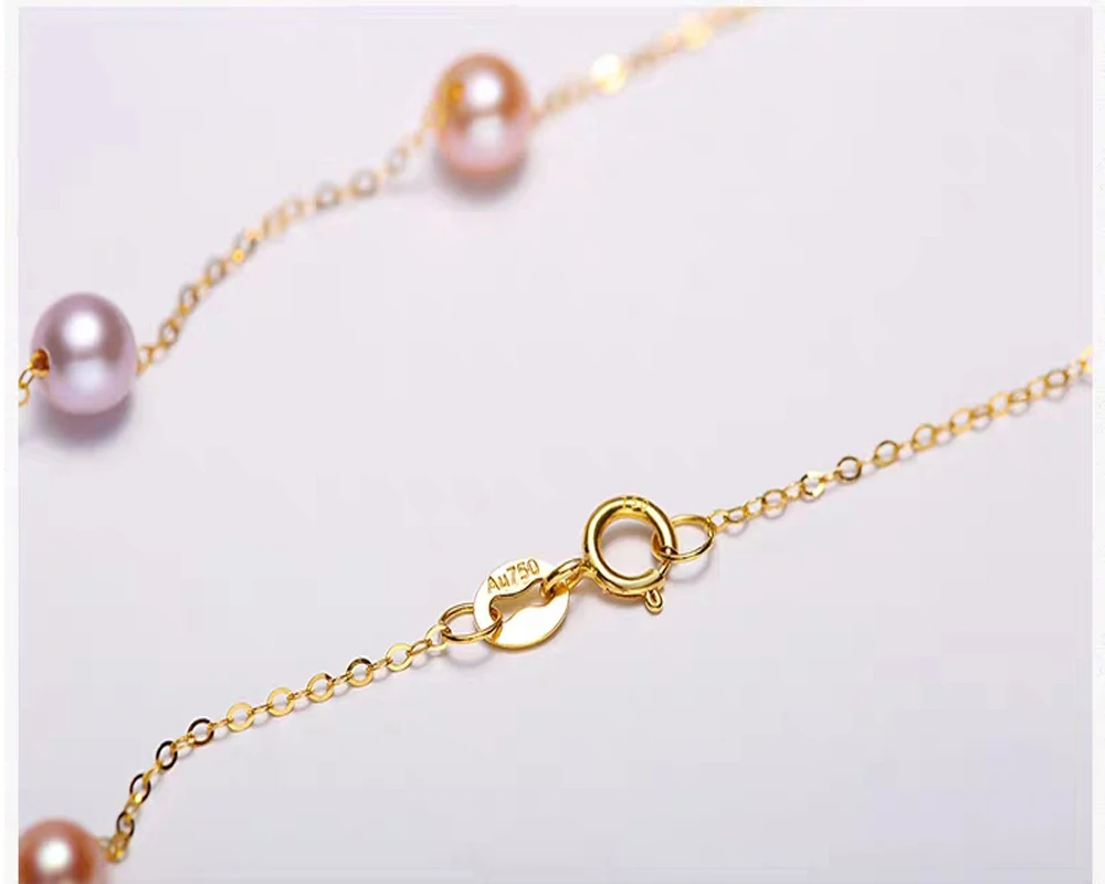 XF800 18K Gold Jewellery 4-5mm mixed freshwater pearl necklace wedding party gift | Украшения и аксессуары