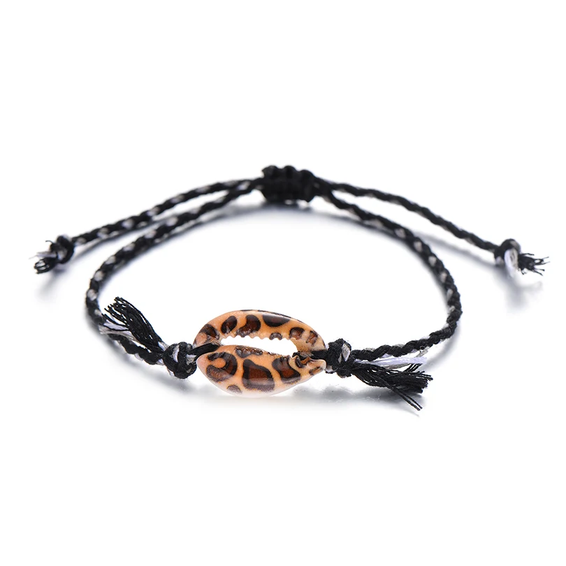 leopard black Pipitree морской корпус браслет с подвесками ручная работа богемный принт веревка плетеные браслеты для женщин мужчин и детей украшения в стиле бохо подарок - Окраска металла: leopard black