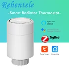 Умный термостат радиатора Tuya ZigBee 3,0, термостат с программируемым клапаном радиатора, совместим с Alexa Google Assistant LED