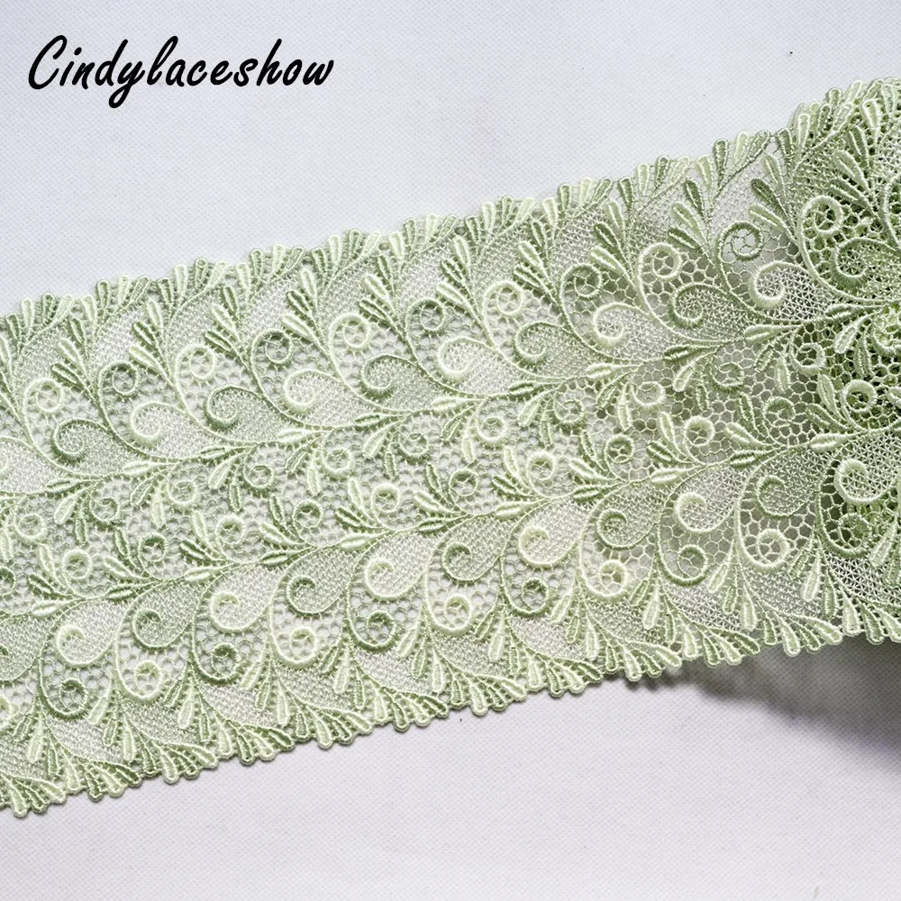 Кружевной декор с зелеными листьями 1 метр для рукоделия шитье тюрбан юбка