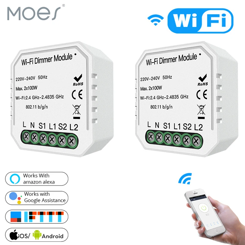 Умный двухканальный светодиодный диммер с Wi Fi и управлением через