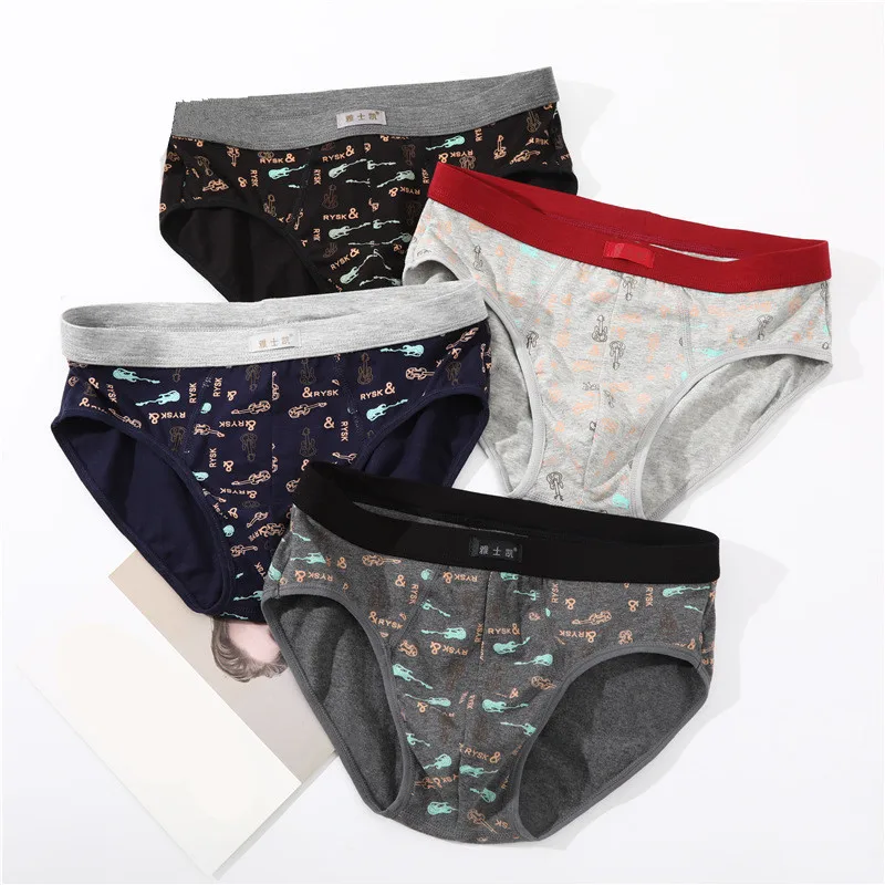 

Трусы-брифы мужские с принтом, пикантное нижнее белье, дышащие трусы из вискозы, пикантные шорты, одежда для сна