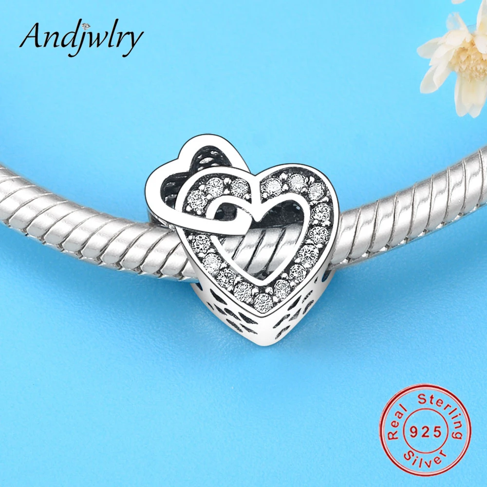 Женский браслет из серебра 925 пробы с подвеской в виде сердца | Украшения и