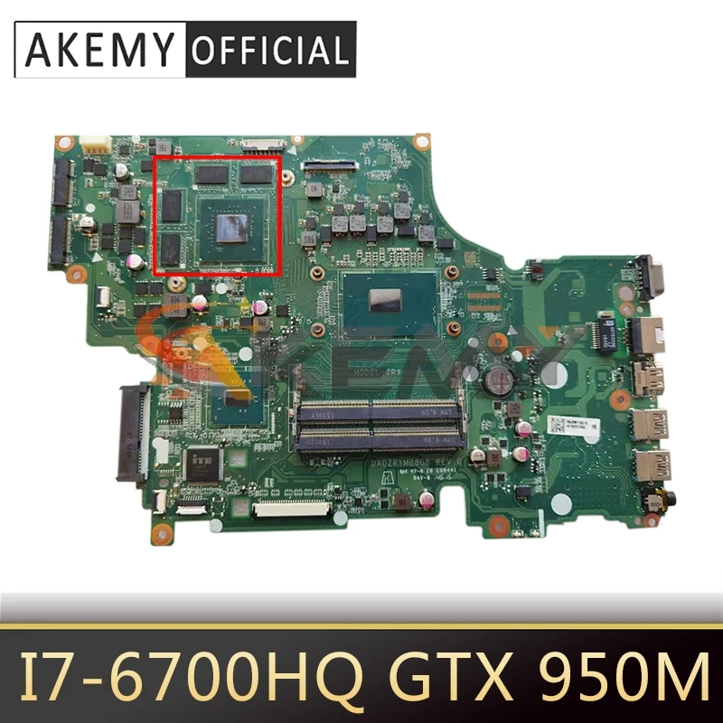 AKEMY оригинал для Acer V5-591G Материнская плата ноутбука NB.G6611.001 NBG6611001 DA0ZRYMB8G0 I7-6700HQ