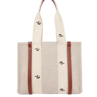 fashion 2021 new womens canvas letter printed splices webbing handbag female casual shoulder crossbody shopping tote bags purse