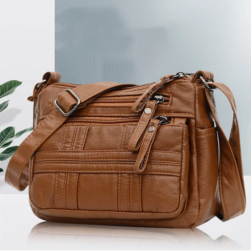 

Women Shoulder Bag Pu Leather Crossbody Bag Fashion Ladies Handbag Purse Soft Messenger Bag Washed Leather Women Small Bags