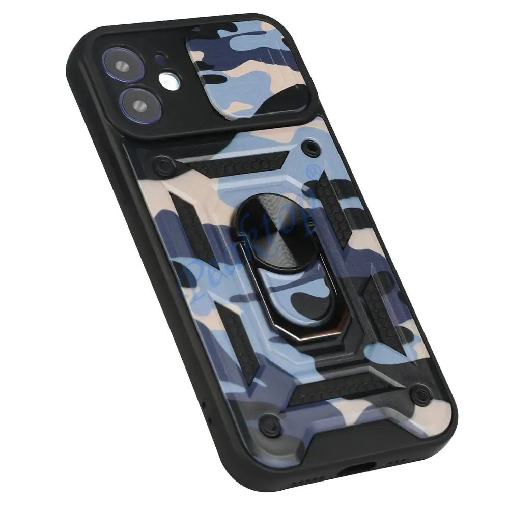 Противоударный чехол для iPhone 12 Pro Max камуфляжный защитный с кольцом-подставкой