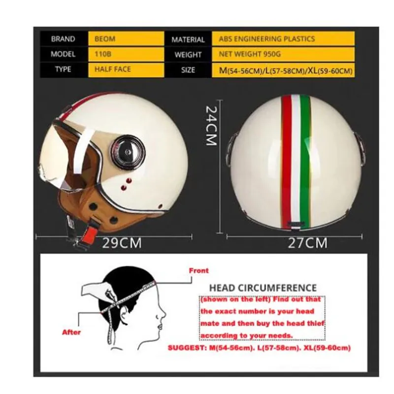 Men Women Motorcycle Helmet Chopper 3/4 Open Face Vintage Moto Casque Casco Capacete Scooter Motorbike | Автомобили и мотоциклы