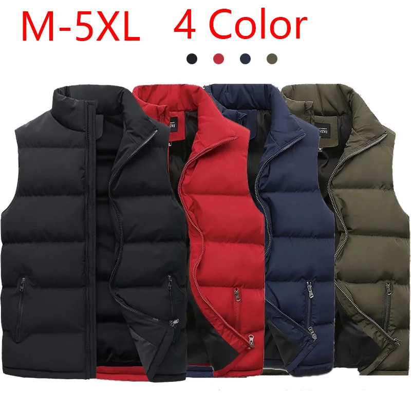 

Autumn Winter Mens Vest Jacket Warm Sleeveless Jackets Fashion Male Winter Casual Waistcoat Vest New Plus Size Veste Men Clothes