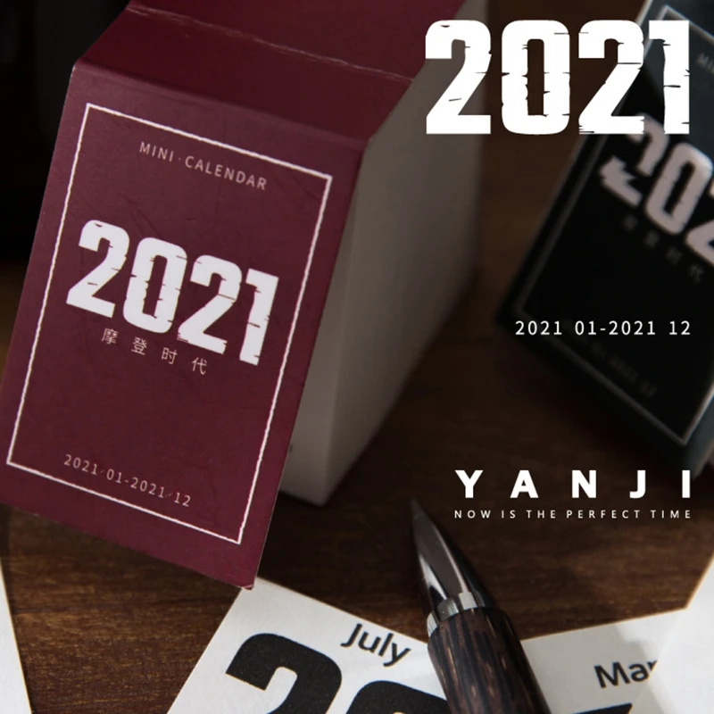 

2021 Modern Times Mini Desk Calendar Decorative Paper of Retro Chronicle Office Home Planner Stationery Office Supplies C90F