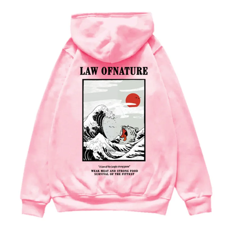 Японские флисовые толстовки с забавным принтом кошек и волн зима 2020 японский