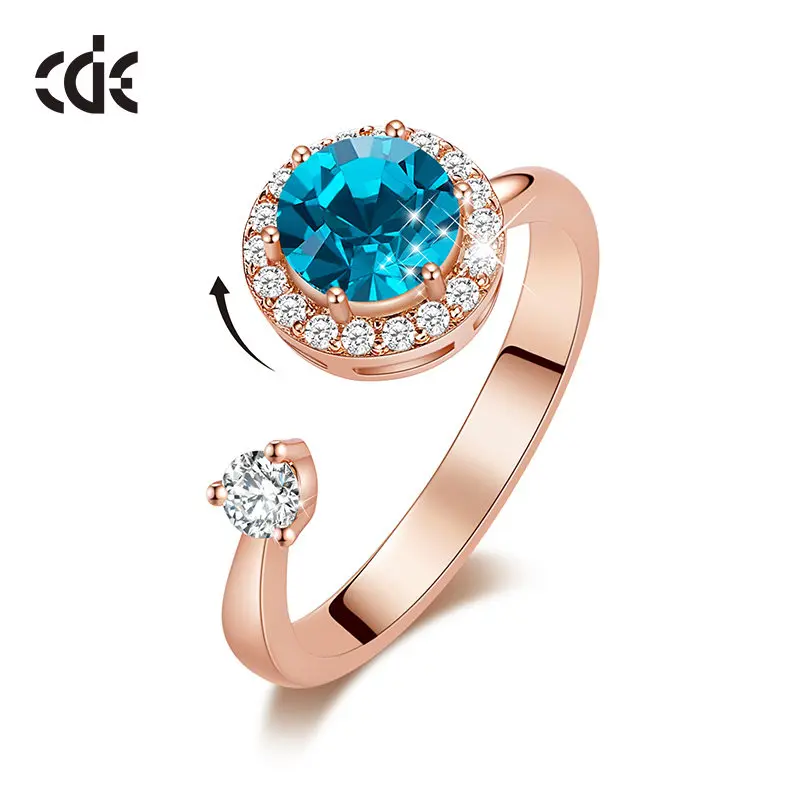 Женские поворотные кольца CDE золотого цвета с кристаллами регулируемое кольцо