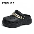 Летние женские сабо на платформе; Обувь для сада; Сандалии; Тапочки, увеличивающие рост; Пляжная обувь без застежки; Модные женские шлепанцы