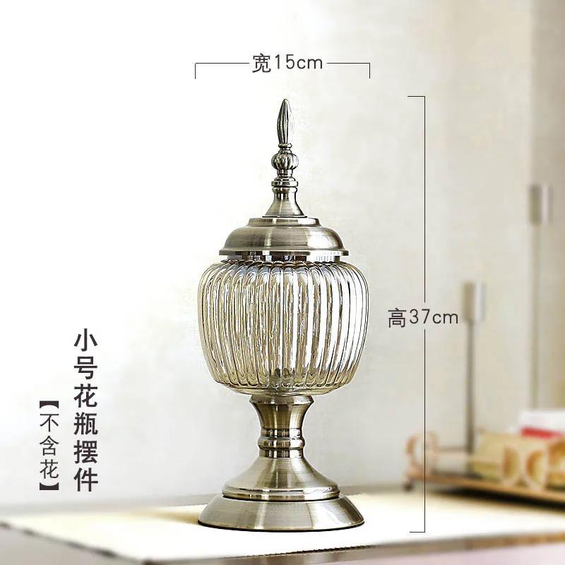 

European Luxury Glass Vase ornament large living room table flower creative ornament home decoration dry vase decoration home