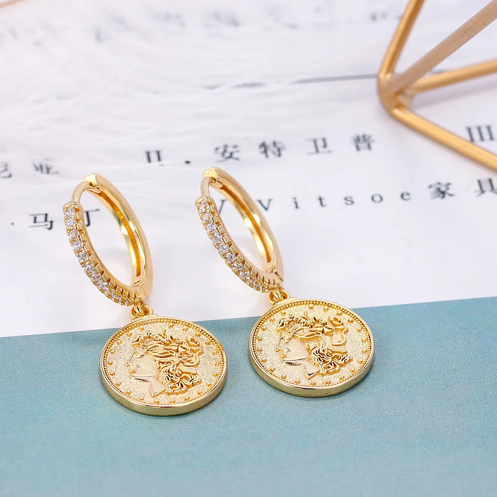 SIPENGJEL винтажные золотые серьги кольца для монет женщин геометрические