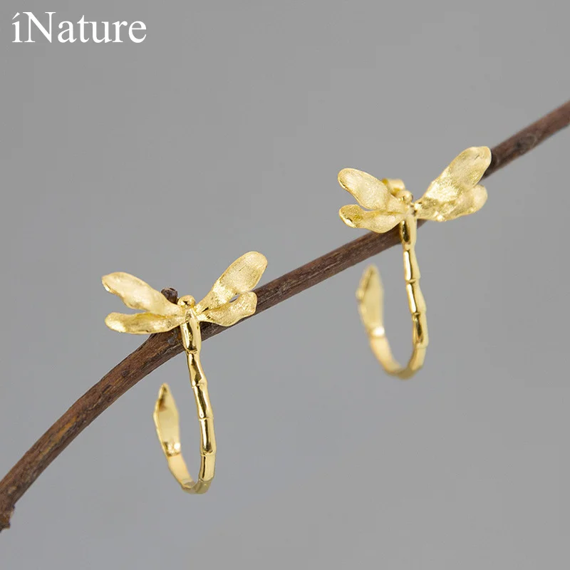 Женские серьги-гвоздики в виде стрекозы из серебра 925 пробы | Украшения и
