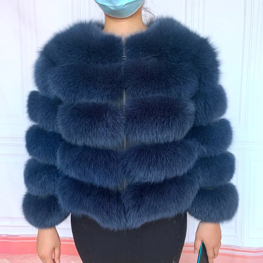 NEW style real fur coat 100% natural fur jacket female winter warm leather fox fur coat high quality fur vest Free shipping