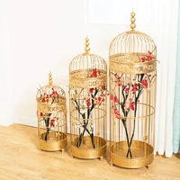1pcs wrought iron golden retro window floral ornaments decorative bird cage