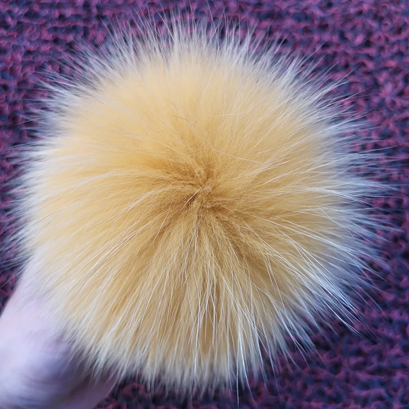 Ginger-Buttons Отборные мягкие гладкие длинные струящиеся волосы 13-15 см/5,1-5,9 дюймов роскошный супер большой натуральный шарик из меха лисы с пряжками для женщин детей шляпа - Цвет: Ginger-Buttons