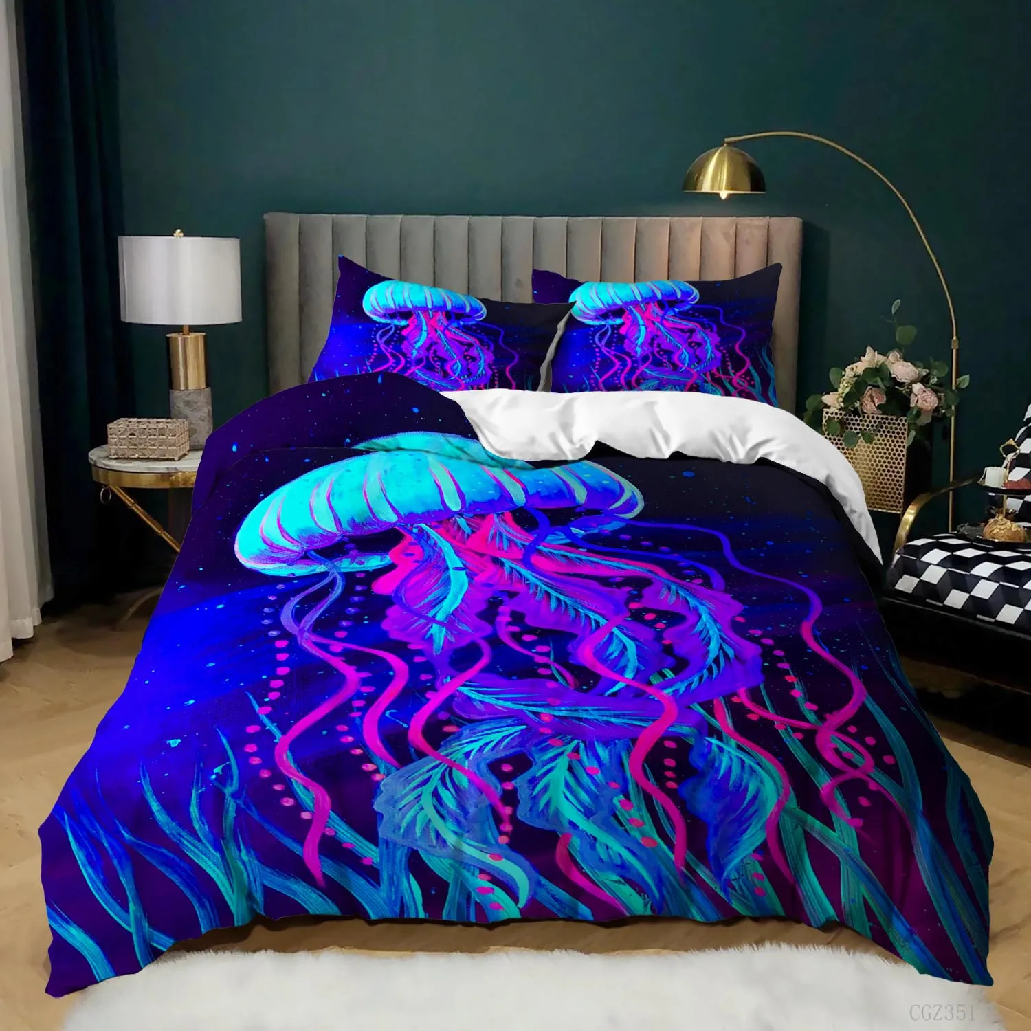 

Green Lizard Queen King Single Size Bedding Sets Soft Microfiber Animal Quilt Duvet Cover With Pillowcase For Adult Bedclothes