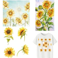 sunflower patches flower thermal stickers on clothes iron on transfers for clothing thermoadhesive patch diy art applique decals