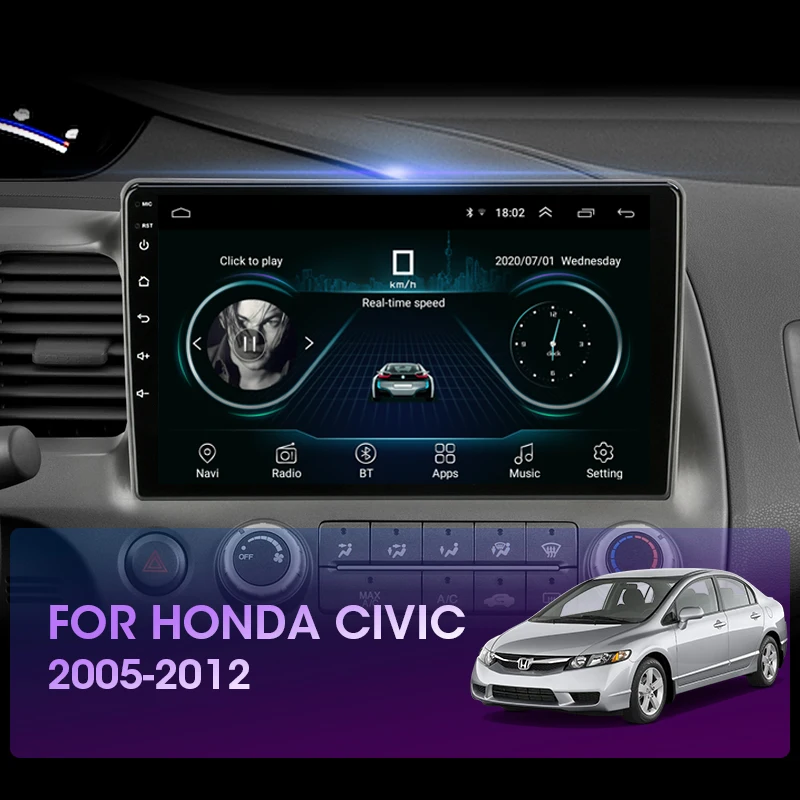 Автомагнитола 10 1 дюйма Android 9 0 мультимедийный видеоплеер для Honda Civic8 Andorid 2 Din 2005-2011
