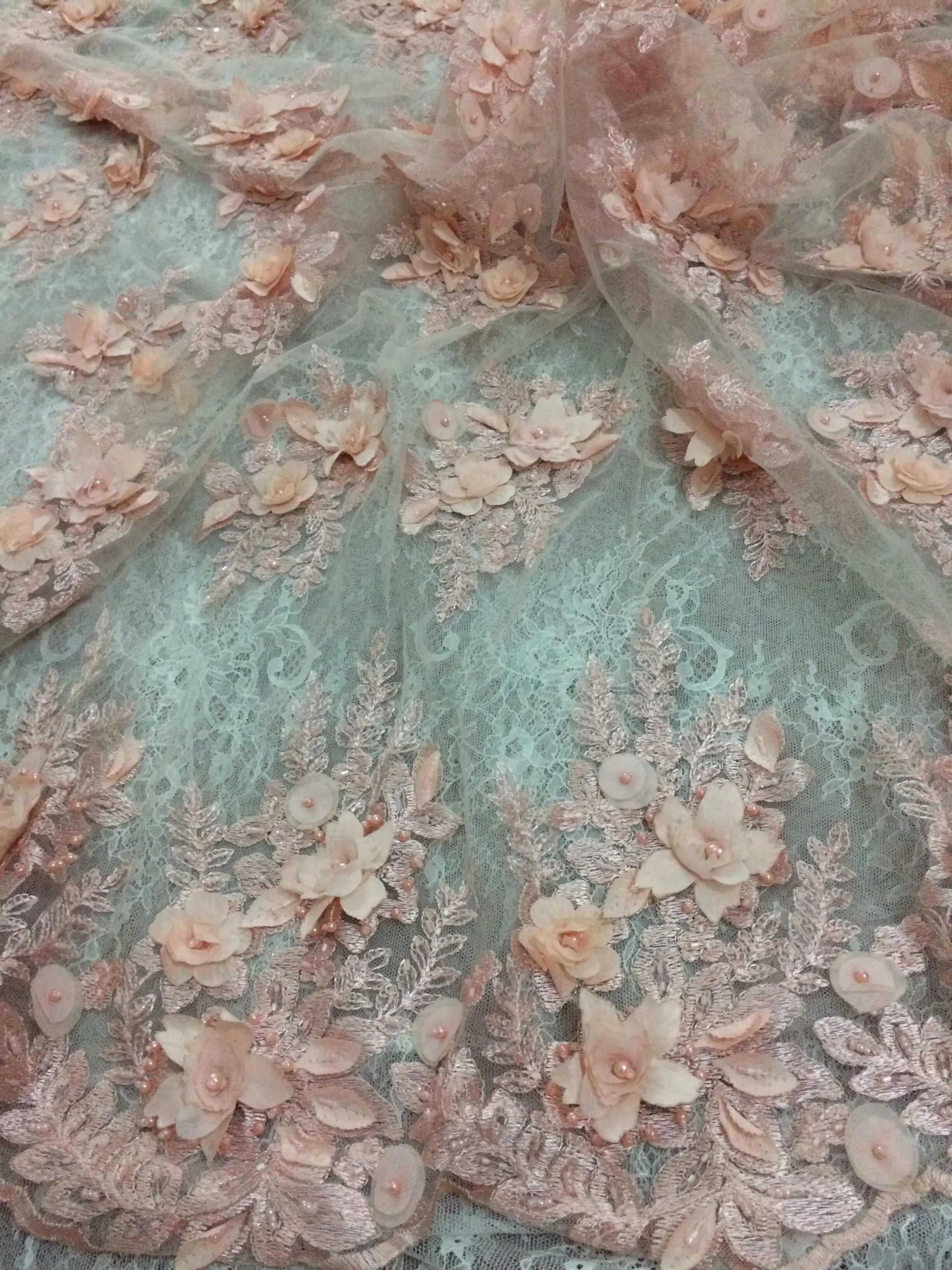 Новейшее французское Сетчатое кружево высокого качества вышитая бисером