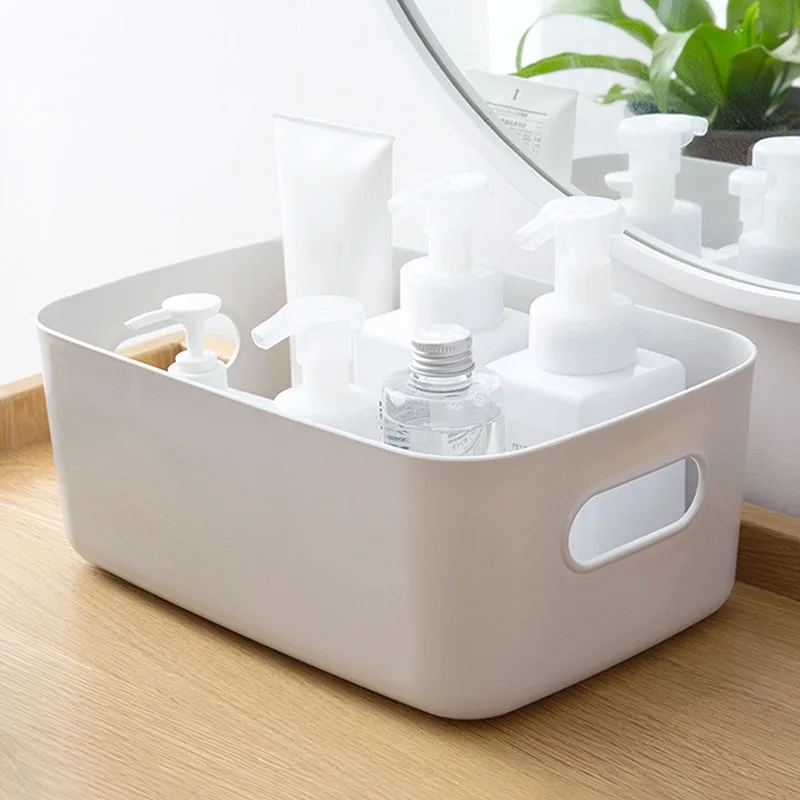 

1PC Plastic Storage Box 2 Sizes Storage Basket Kitchen Snack Storage Box Bathroom Desktop Storage Basket Cosmetic Basket 2021